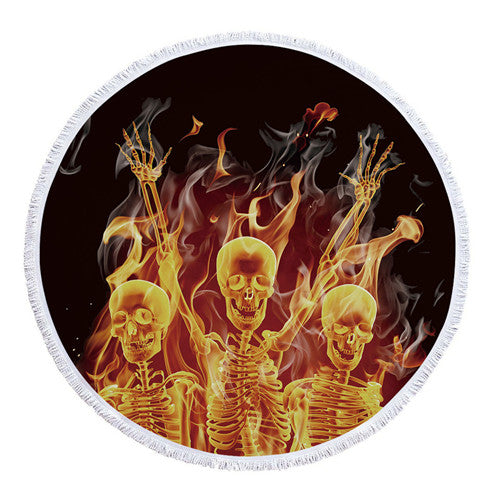 Cilected Thick Round Beach Cool Skull Dance Tapestry Large Microfiber Yoga Camping Towel