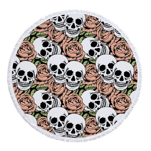 Cilected Thick Round Beach Cool Skull Dance Tapestry Large Microfiber Yoga Camping Towel