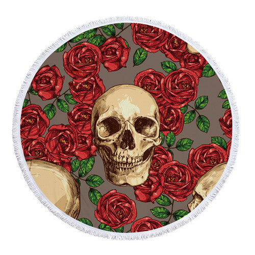 Cilected Thick Round Beach Cool Skull Dance Tapestry Large Microfiber Yoga Camping Towel