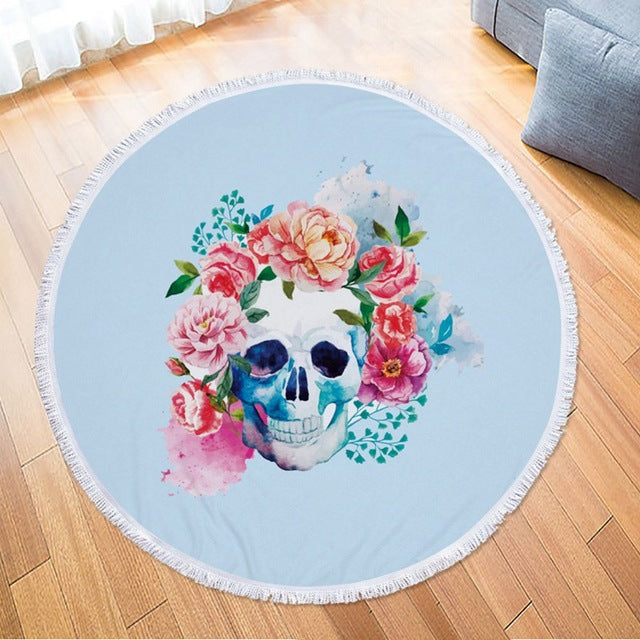 3D Skull Beach Towel Mandala Wall Tapestry Retro Home Decor Hanging Home