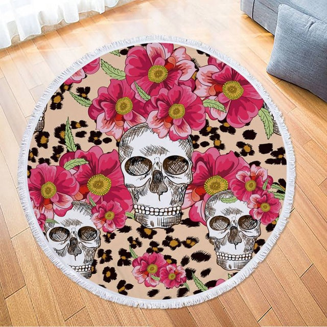 3D Skull Beach Towel Mandala Wall Tapestry Retro Home Decor Hanging Home