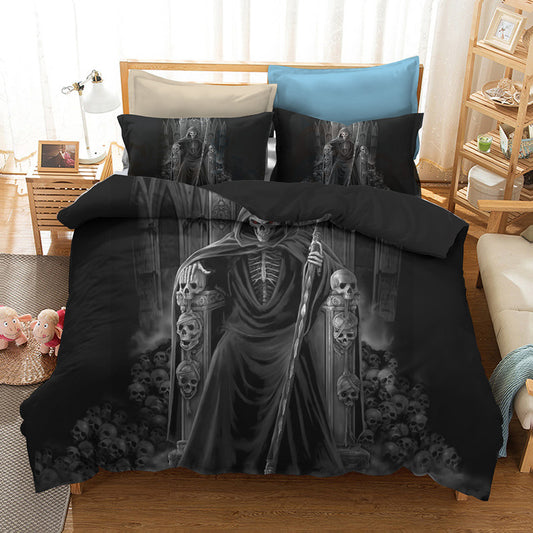 Skull Bedding Sets queen size Sugar skull Duvet Cover Bed cool skull Print Black Bedclothes
