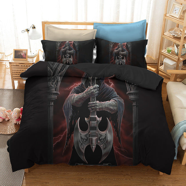 Skull Bedding Sets queen size Sugar skull Duvet Cover Bed cool skull Print Black Bedclothes