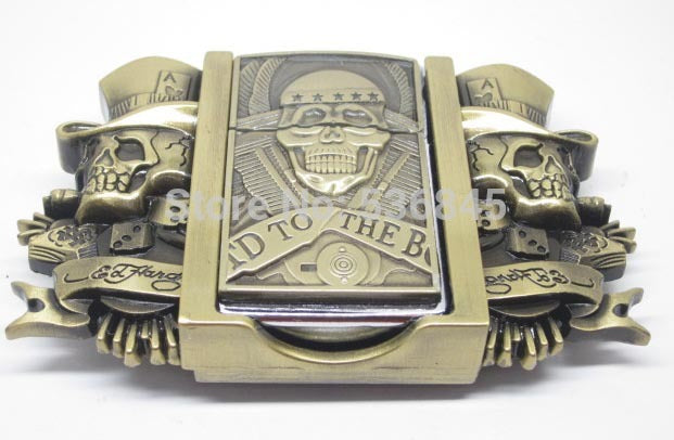 Skull Wear Hat Lighter Belt Buckle