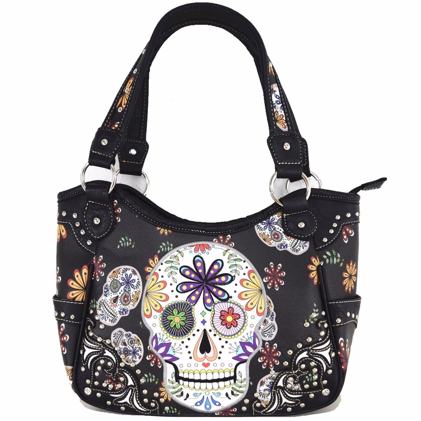 Set of 2 - Sugar Skull Handbag Women's Totes Shoulder Bag
