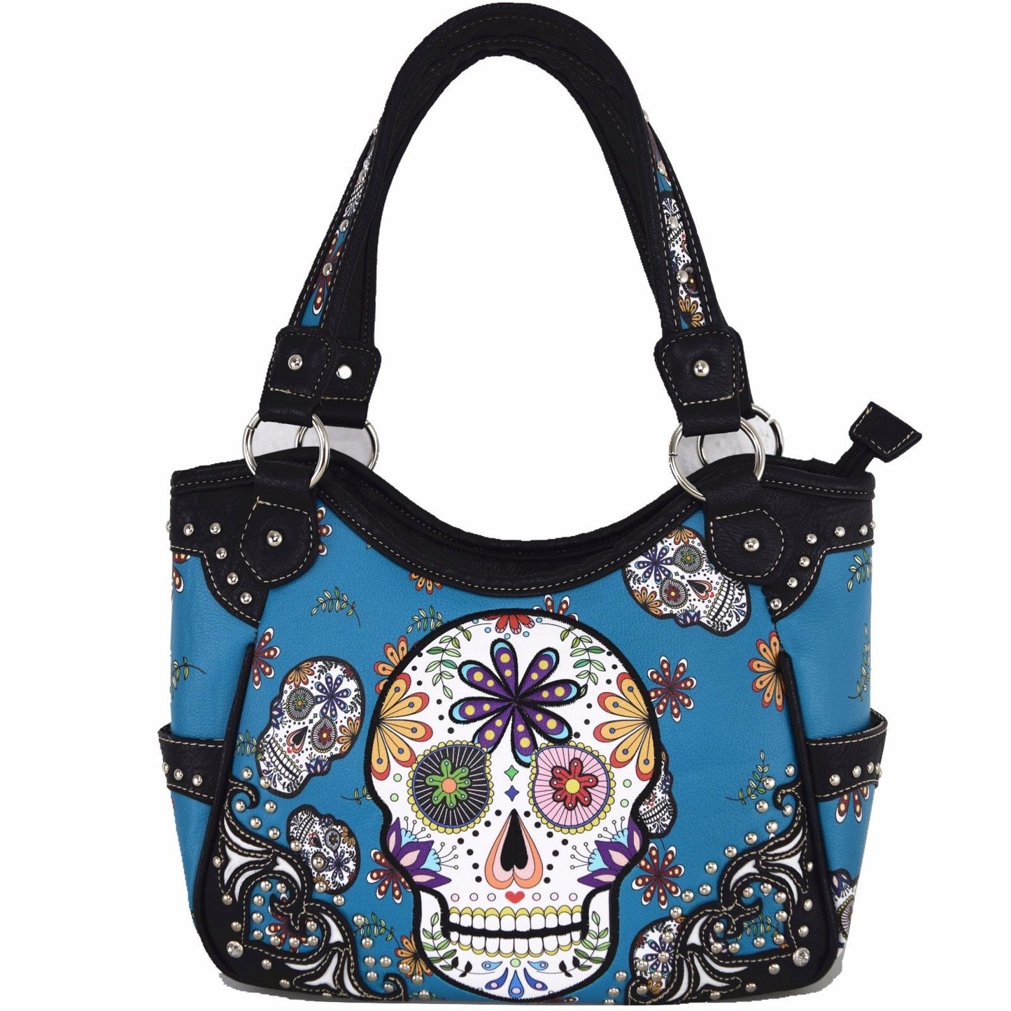Set of 2 - Sugar Skull Handbag Women's Totes Shoulder Bag