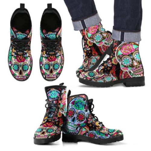 Printed Kicks Flower Sugar Skull Boots EU size 44