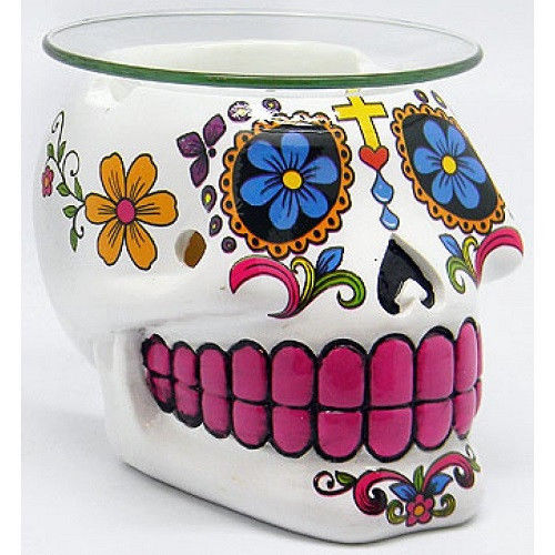 White Sugar Skull Polyresin Fragrance Lamp - Oil/Wax/Tart Warmer