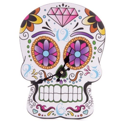 Puckator - Day Of The Dead Skull Shaped Lauren Billingham Clock - Wall Home