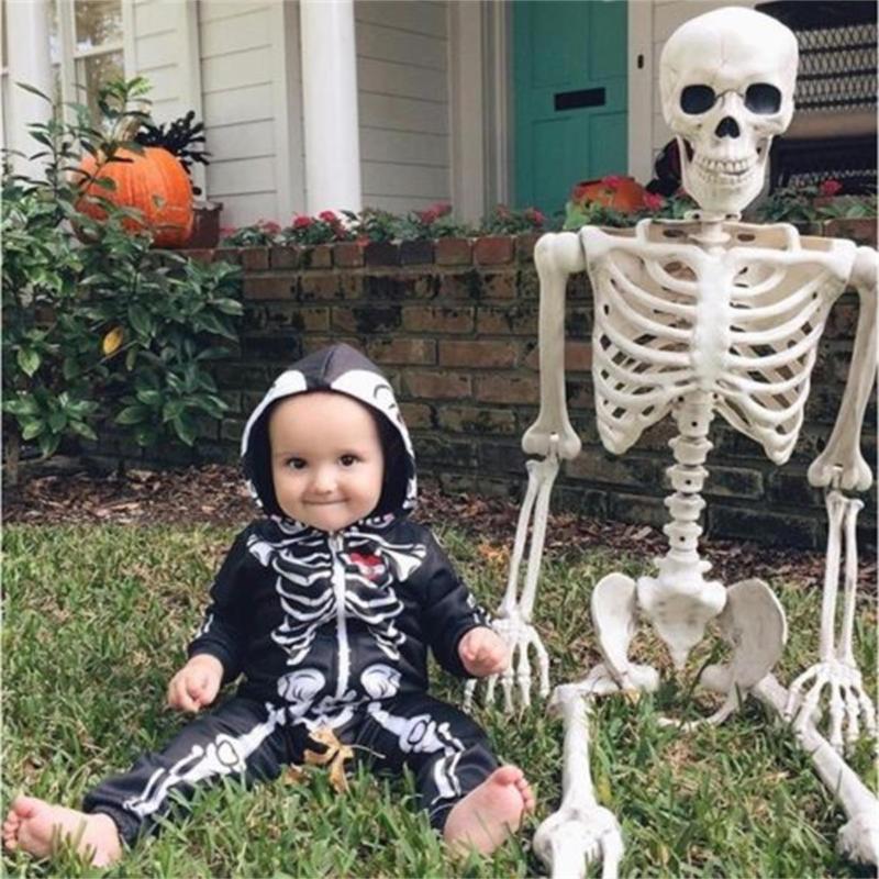 Newborn Kids Baby Girls Boys Romper Skull Hooded Bodysuit Jumpsuit Outfits 0-24M