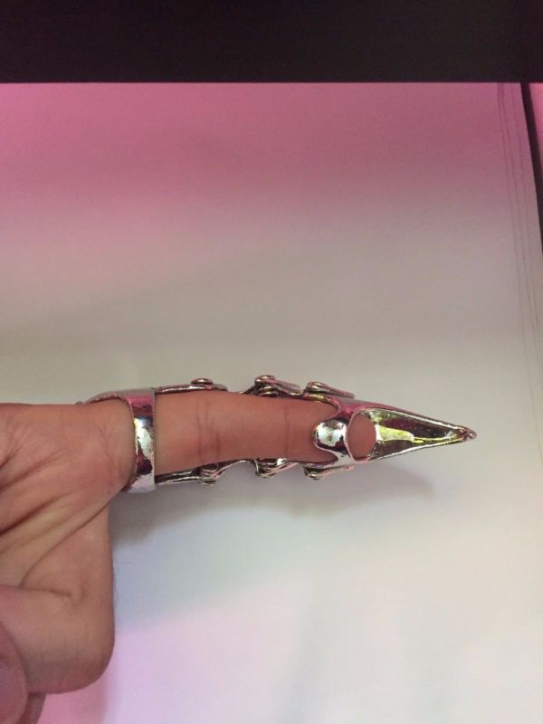New Chrome Armor Full Finger Claw Ring Punk Goth Metal Bones Skull - Snake Skull