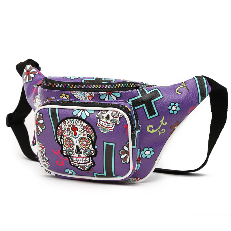 Sugar Skull Fanny Pack Day of the Dead Running Waist Bag Fashion Calavera Purse