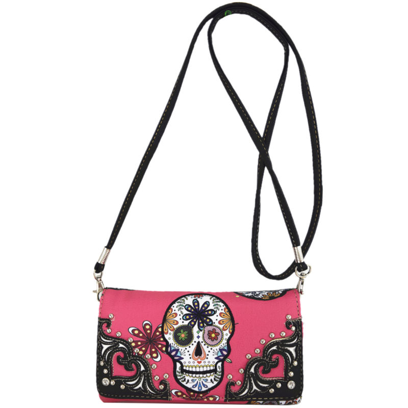 Sugar Skull Halloween Purse Punk Handbag Women's Totes Shoulder Bag Wallet Set