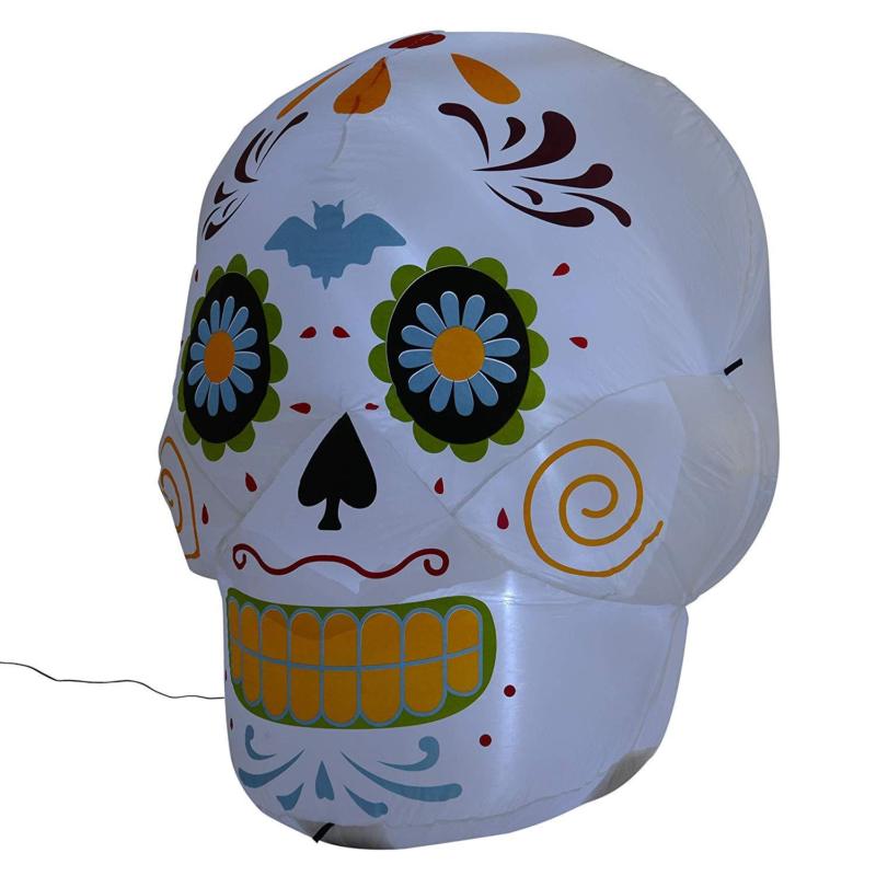 HALLOWEEN Inflatable Skull Alien Decor Animated for Outdoor Blow Up Yard House