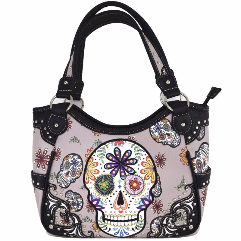 Set of 2 - Sugar Skull Handbag Women's Totes Shoulder Bag