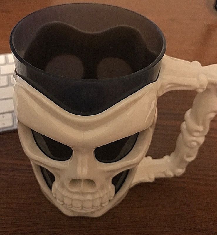 Plastic Skull Mug - Gothic Skull Mug - Pick Black or White NEW