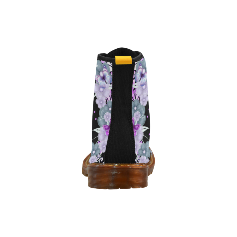 Smile Sugar Skull and Flowers Cool Girl's Canvas Martin Boots for Women