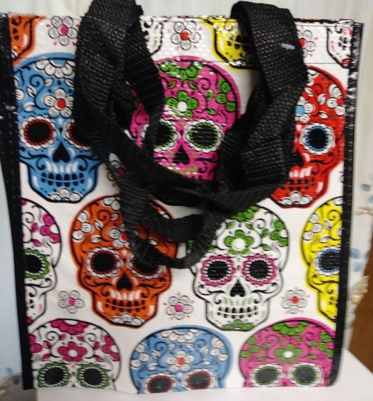 Halloween Sugar Skull vinyl Tote Bags 2pc Set