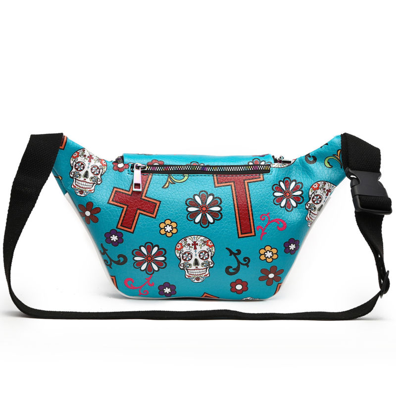 Sugar Skull Fanny Pack Day of the Dead Running Waist Bag Fashion Calavera Purse