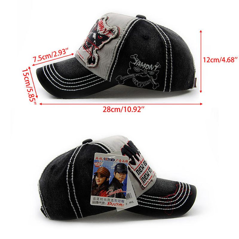 Men Women Black Baseball Cap Snapback Skull Hat Hip-Hop Adjustable Bboy Cap