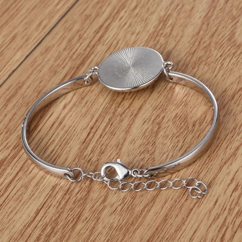 Art Gothic Bracelet Wristband Skull Bangle Glass Flower Sugar Silver Plated