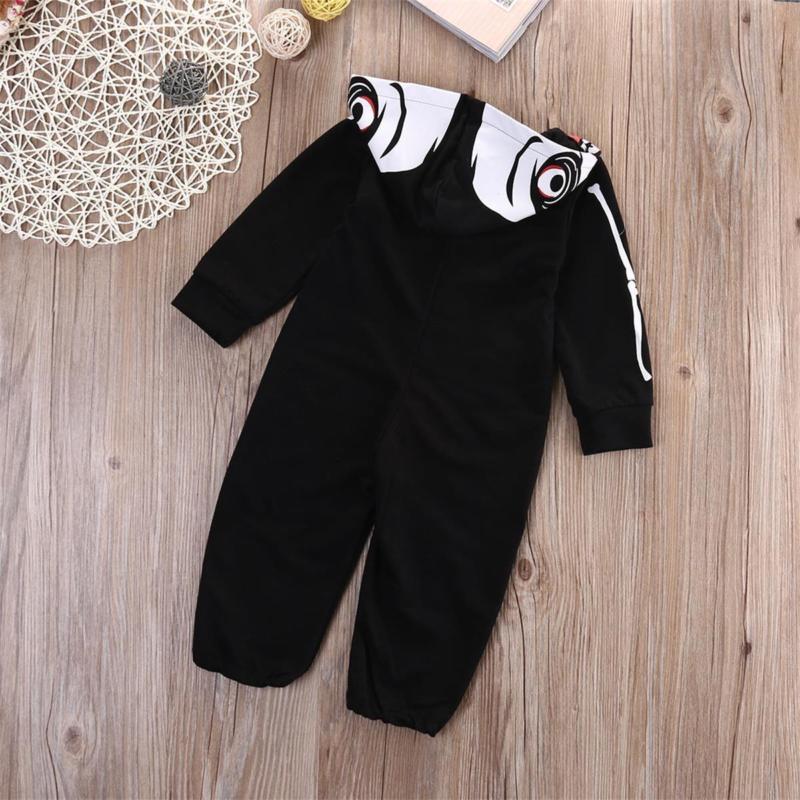 Newborn Kids Baby Girls Boys Romper Skull Hooded Bodysuit Jumpsuit Outfits 0-24M