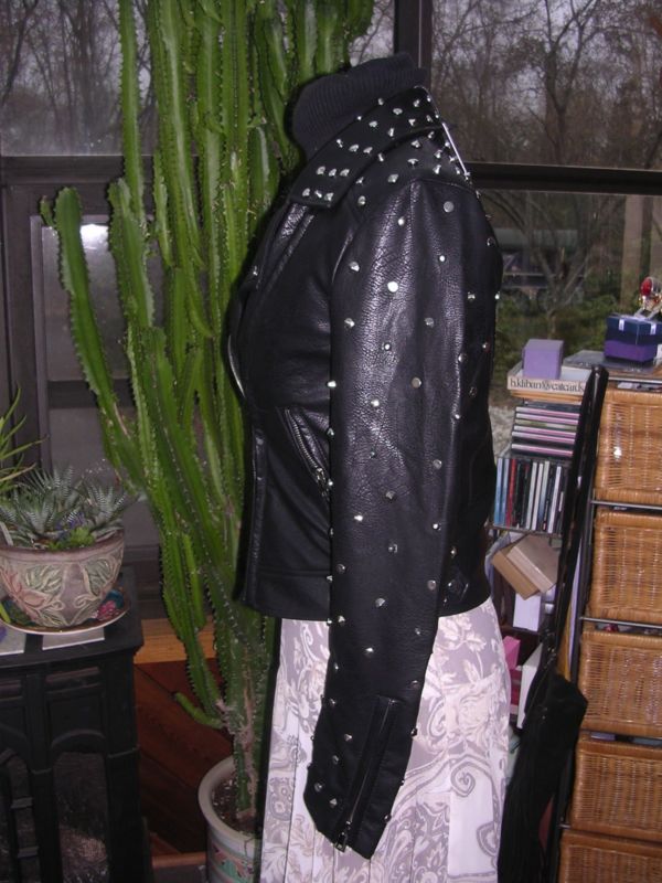 FREE GENERATION $225 LEATHER EMBROIDERED STUD SUGAR SKULL DAY OF THE DEAD JACKET