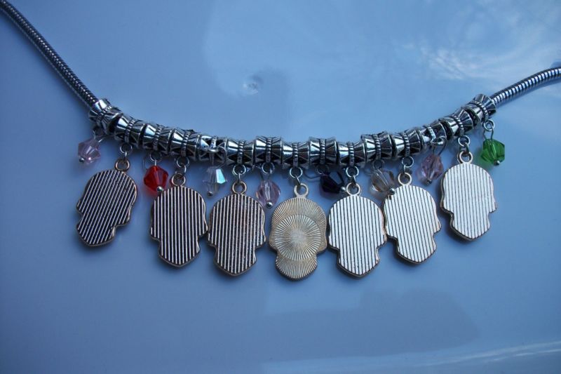 19" SUGAR SKULL CHARM NECKLACE, DAY OF THE DEAD SKULL NECKLACE, Snake Chain, NEW