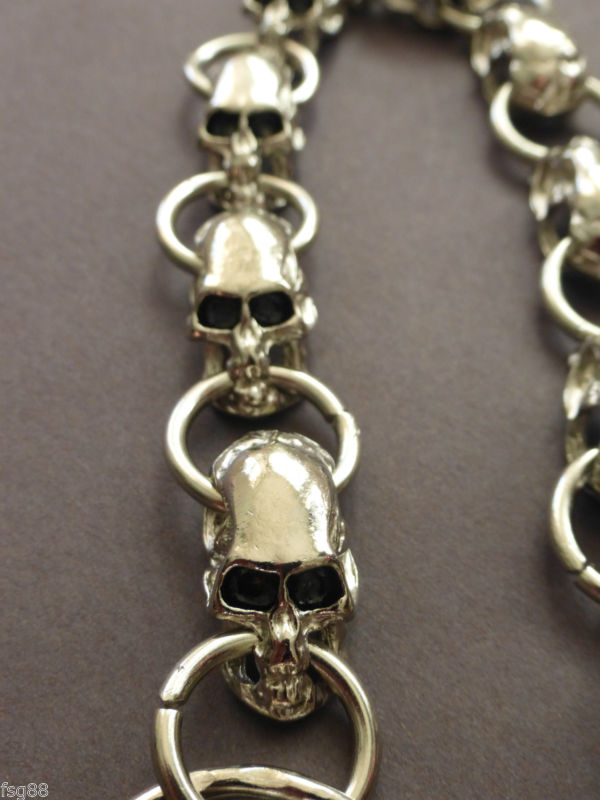 NEW 21" Chrome Skull Skeleton Biker Trucker Jean Wallet Thick Heavy Chain