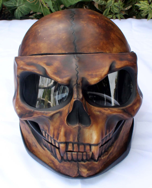 Skull Skeleton Visor Flip Up Motorcycle Helmet GHOST RIDER Full Face S - XXL