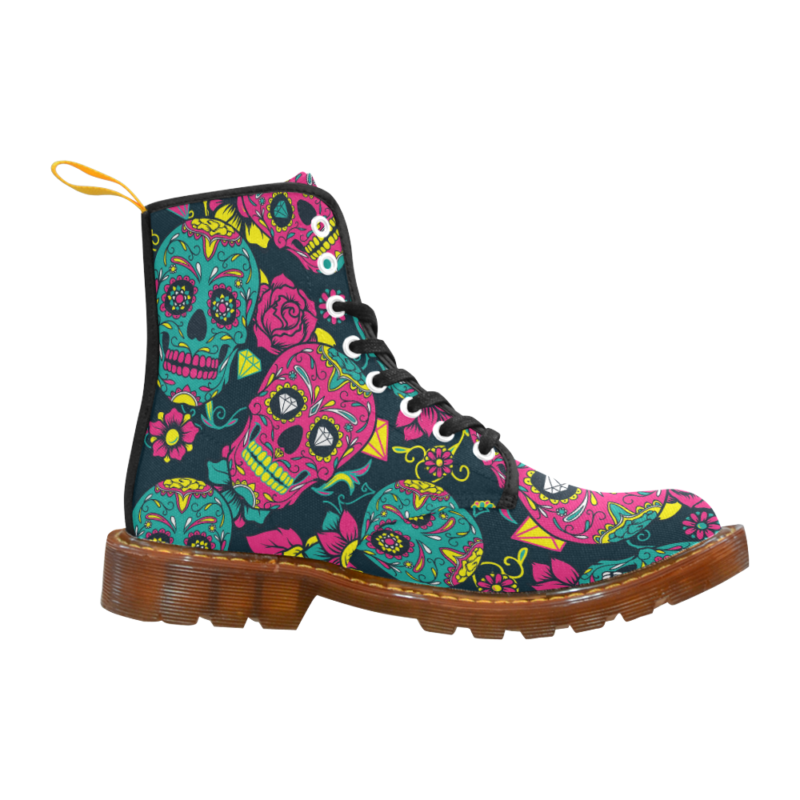 Women's Shoes Lace Up Boots Martin Boots Day of The Dead Colorful Sugar Skull