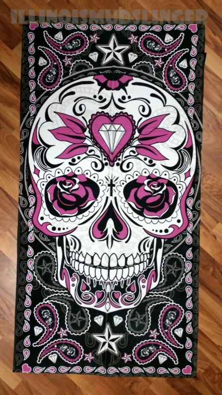 Large Paisley Sugar Skull Soft Bath Beach Towel Biker Gift