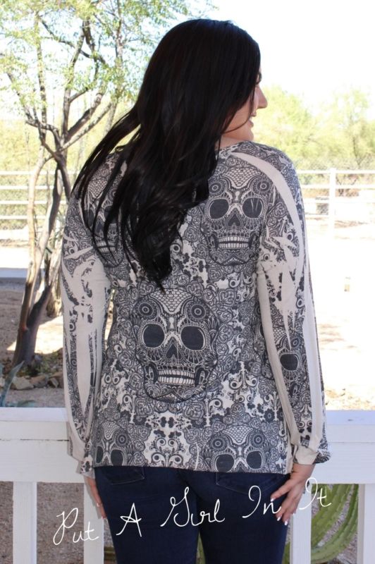 SUGAR SKULL SUBLIMATION SHARKBITE TUNIC SHIRT XL 1X 2X 3X