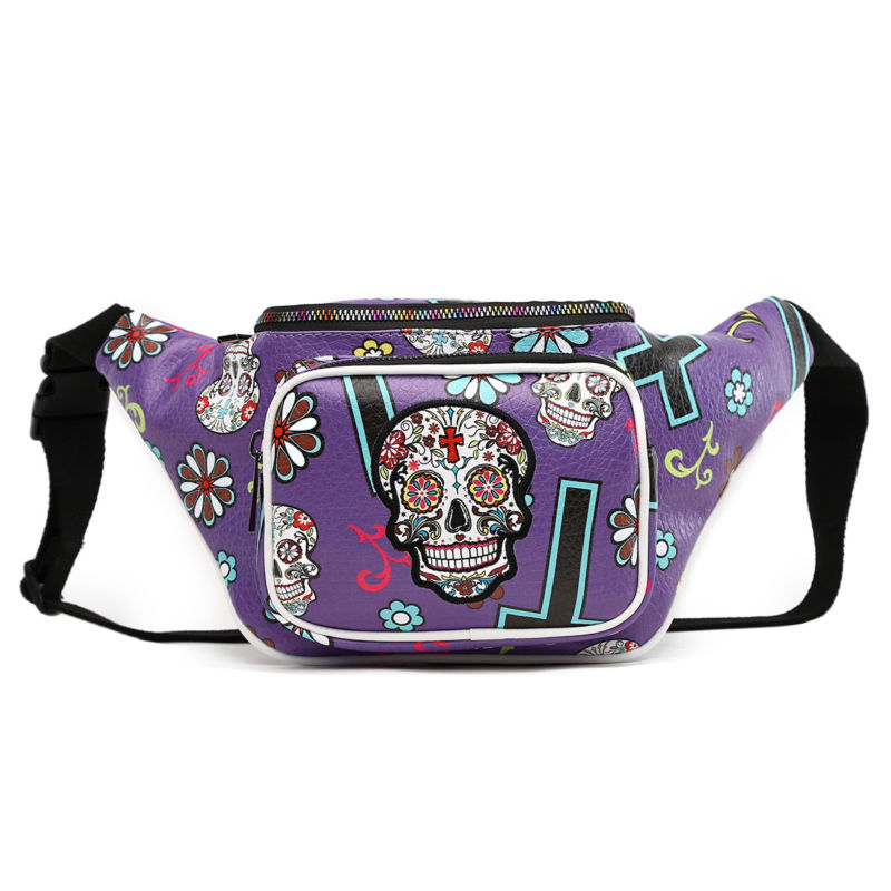 Sugar Skull Fanny Pack Day of the Dead Running Waist Bag Fashion Calavera Purse