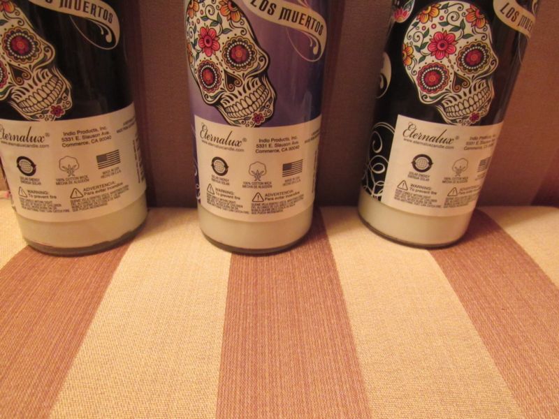 DAY OF THE DEAD SUGAR SKULL SCENTED CANDLE SET (3) size Large