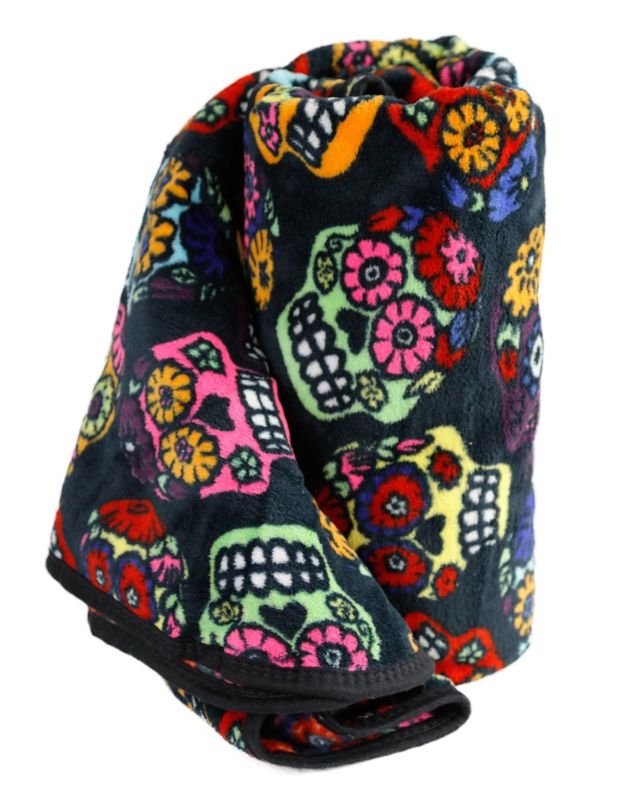 Day Of The Dead Fleece Blanket Throw Sugar Skull Cool Unique Gift