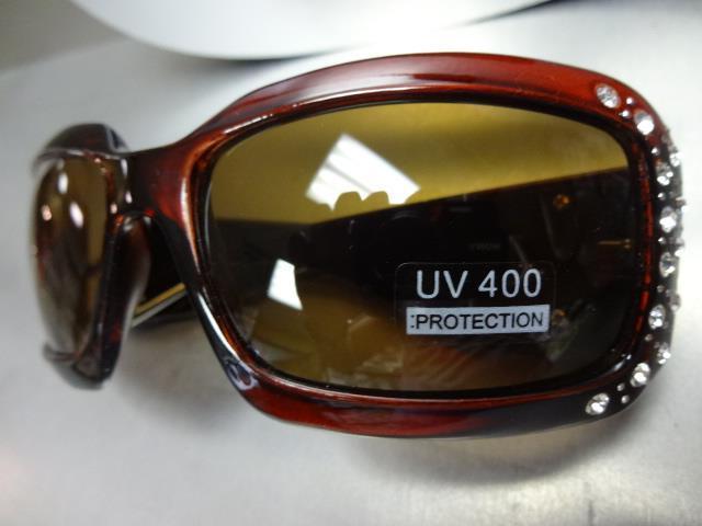 Women's WESTERN Bling COWGIRL SUN GLASSES Brown Frame & Lens Sugar Skull Concho