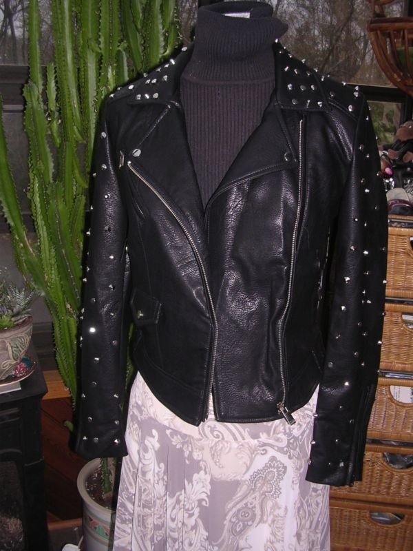 FREE GENERATION $225 LEATHER EMBROIDERED STUD SUGAR SKULL DAY OF THE DEAD JACKET