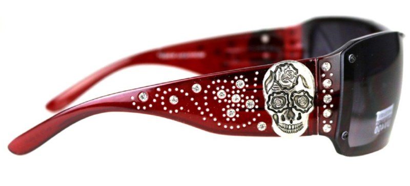 Montana West Sugar Skull Collection Sunglasses Red/Silver