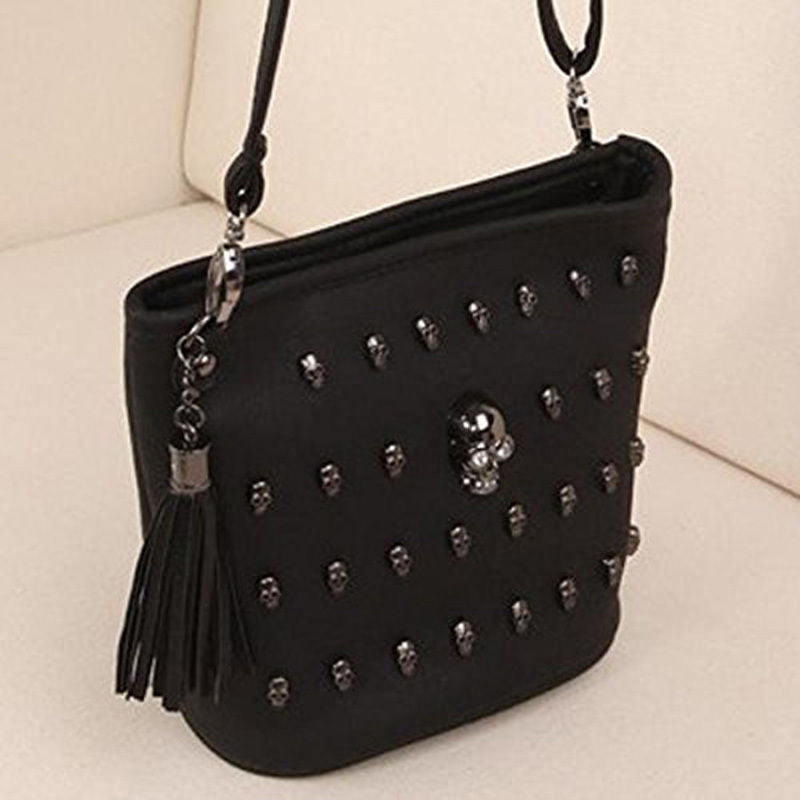 Black Women Girl Punk Skull Clutch Long Zipper Purse Leather Wallet Card Holder