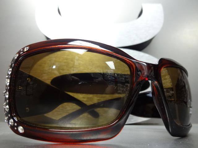 Women's WESTERN Bling COWGIRL SUN GLASSES Brown Frame & Lens Sugar Skull Concho