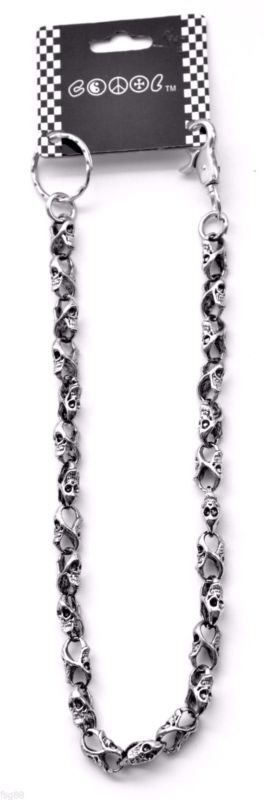 NEW 21" Chrome Ghost Skull Skeleton Biker Trucker Jean Wallet Heavy Chain