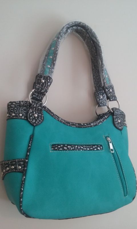 SUGAR SKULL CONCEALED CARRY HANDBAG PURSE BLUE COME WITH 2 FREE GIFTS - SKULL HAT AND A BRACELET