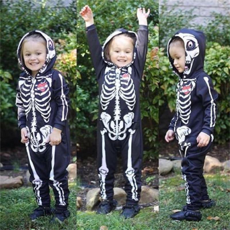 Newborn Kids Baby Girls Boys Romper Skull Hooded Bodysuit Jumpsuit Outfits 0-24M
