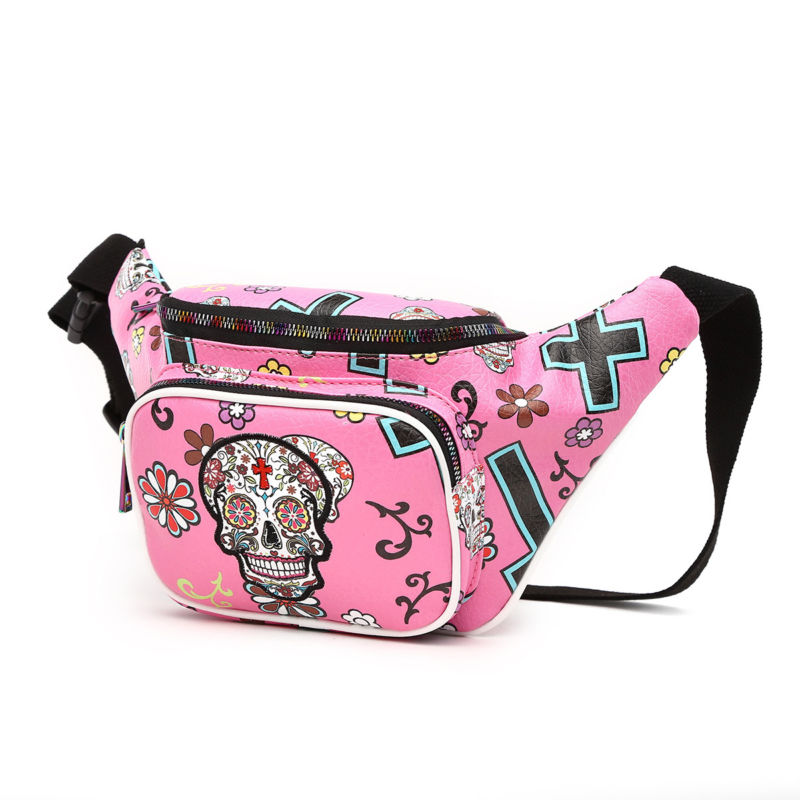 Sugar Skull Fanny Pack Day of the Dead Running Waist Bag Fashion Calavera Purse