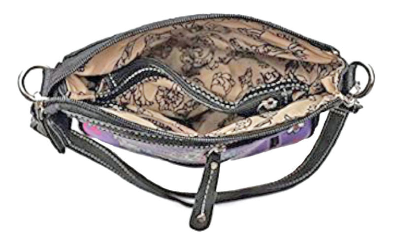 Cowgirl Trendy Sugar Skull Purse Cross Body with Concealed Carry Pocket Pink