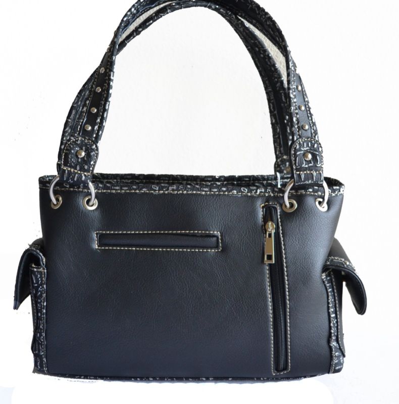 Western black embroidery sugar skull day of the dead handbag shoulder purse bag