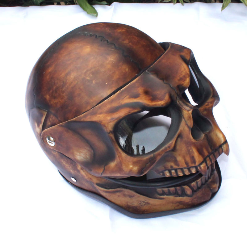 Skull Skeleton Visor Flip Up Motorcycle Helmet GHOST RIDER Full Face S - XXL