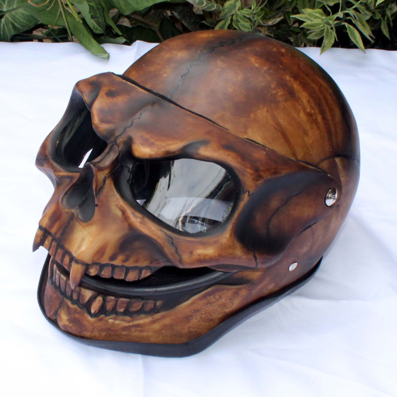 Skull Skeleton Visor Flip Up Motorcycle Helmet GHOST RIDER Full Face S - XXL