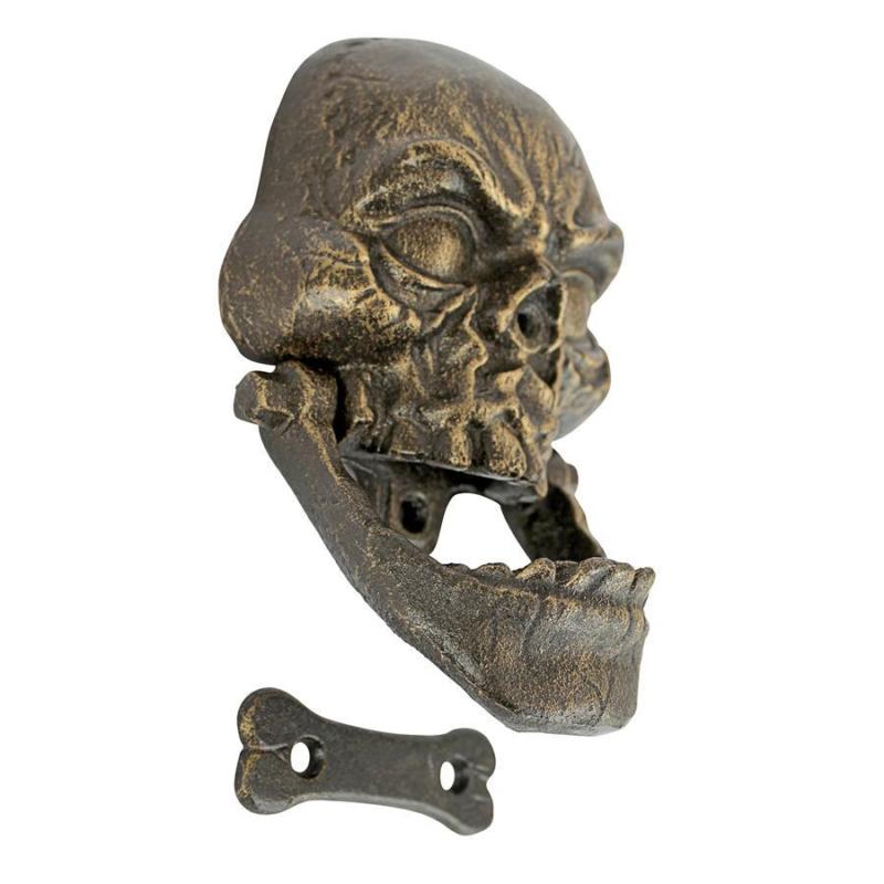 Knock-Jaw Skull Foundry Cast Iron Door Knocker: Medium DESIGN Halloween